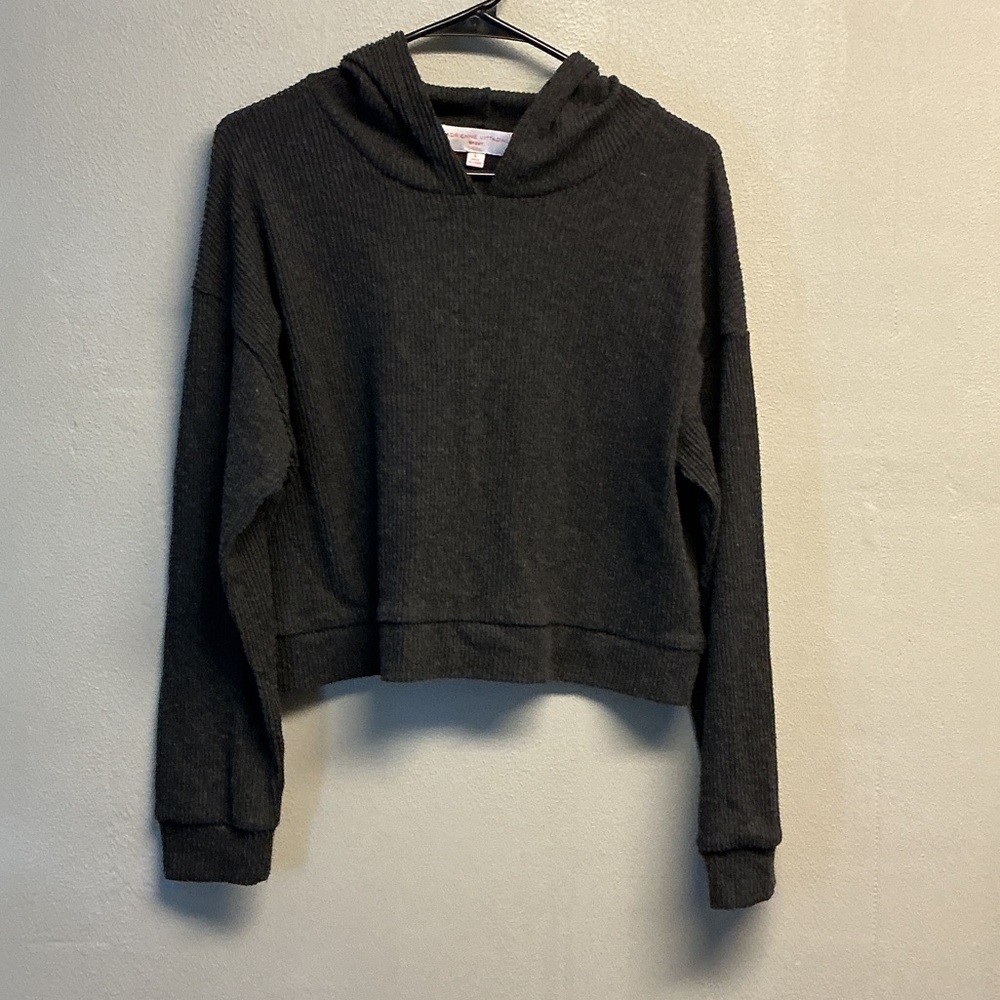 Adrienne Vittadini smoke gray  Hooded Sweater size Large 0095